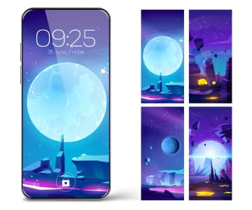 Smartphone with screen illustrations' examples